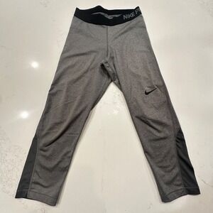 Nike Boys' Small Dri-FIT White Compression Pants Black Waistband Athletic